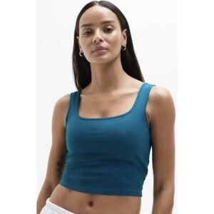 Athleta Ribbed Crop Tank Coastal Teal Size Medium